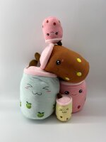 Bubble Tea Plüschtier Boba Kuscheltier Plüschpuppen Weiche Kuscheltier Tee Weiche Puppe Teetasse Kissen Kinderspielzeug (Gelb-schielen, 30 cm)
