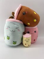 Bubble Tea Plüschtier Boba Kuscheltier Plüschpuppen Weiche Kuscheltier Tee Weiche Puppe Teetasse Kissen Kinderspielzeug (Gelb-schielen, 30 cm)