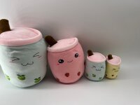 Bubble Tea Plüschtier Boba Kuscheltier Plüschpuppen Weiche Kuscheltier Tee Weiche Puppe Teetasse Kissen Kinderspielzeug (Gelb-schielen, 30 cm)