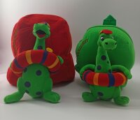 Soma Kinderrucksack Schulrucksack Kindergartentasche Wanderrucksack Kindertasche für Mädchen und Jungen Dino Stofftier zum knuddeln (Rot, H42 cm x B 32 cm)