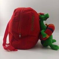 Soma Kinderrucksack Schulrucksack Kindergartentasche Wanderrucksack Kindertasche für Mädchen und Jungen Dino Stofftier zum knuddeln (Rot, H42 cm x B 32 cm)