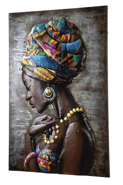 Gilde Metall Bild Maleika (BxHxL) 80 cm x 120 cm x 6 cm Handarbeit Kunstobjekt GILDE GALLERY