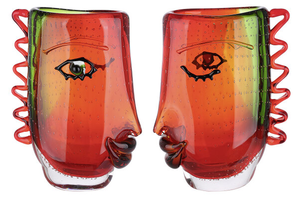 Gilde Glasart Designvase Visuale (BxHxL) 22 cm x 31 cm x 13 cm rot grün schwarz klar mundgebl. durchgef.