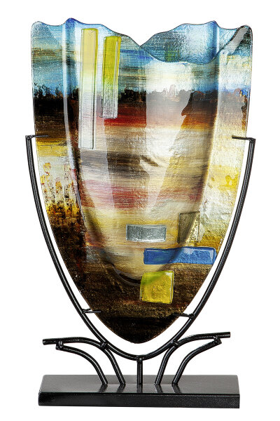 Gilde Glasart Dekovase Campo (BxHxL) 30 cm x 48 cm x 10 cm gelb grün blau schwarz