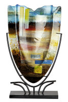 Gilde Glasart Dekovase Campo (BxHxL) 30 cm x 48 cm x 10 cm gelb grün blau schwarz