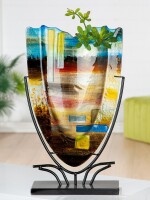 Gilde Glasart Dekovase Campo (BxHxL) 30 cm x 48 cm x 10 cm gelb grün blau schwarz