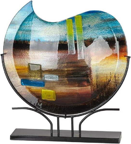 Gilde Glasart Deko Vase Campo (BxHxL) 44,5 cm x 48 cm x 10,5 cm gelb grün blau schwarz