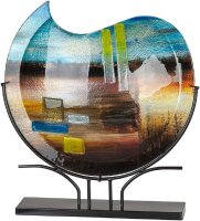 Gilde Glasart Deko Vase Campo (BxHxL) 44,5 cm x 48 cm x 10,5 cm gelb grün blau schwarz