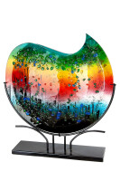 Gilde Glasart Deko Vase Rainbow Dots (BxHxL) 49,5 cm x 47,5 cm x 10,5 cm bunt schwarz