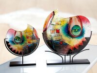 Gilde Glasart Dekovase Color Confuso (BxHxL) 44 cm x 49 cm x 10 cm rot gelb blau schwarzer Metallhalter