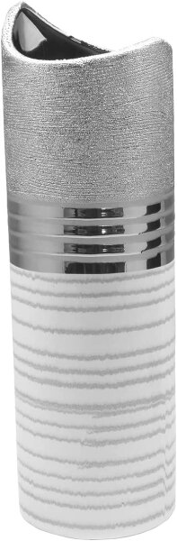 Gilde Keramik Halbmondvase Lavena (BxHxL) 13 cm x 44 cm x 13 cm silber weis hellgrau