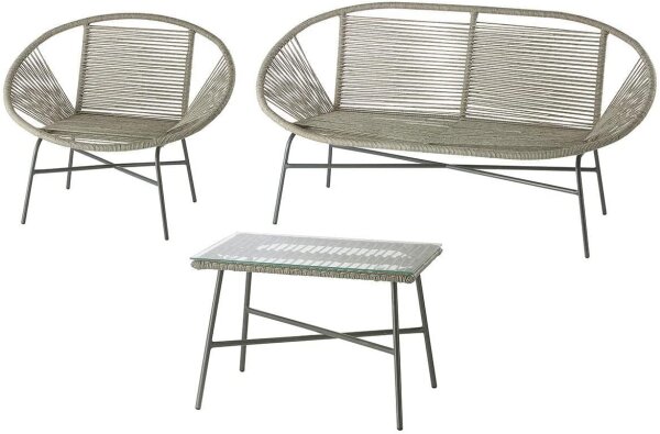 Gilde Metall 4er Loungeset Havanna (BxHxL) cm  natur Polyrattangeflecht pulverbe.Gestell