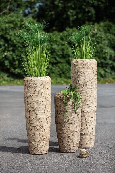 Gilde Fiberglas Dekovase Crepa natur (BxHxL) 117 cm mit herausnehmbaren Einsatz nur Indoor ? 34 cm