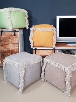 Soma Bodenkissen 2. Wahl Sitzhocker Sitzpouf 40x40 cm Sitzwürfel Sitzpuff Fußhocker Stonewashed gelb - marigold