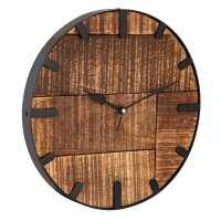 Soma Wanduhr Holz ø 30 cm Wohnzimmeruhr modern rund aus Holz Vintage lautlos aus Mangoholz massiv
