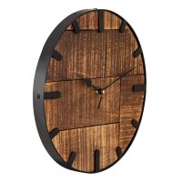 Soma Wanduhr Holz ø 30 cm Wohnzimmeruhr modern rund aus Holz Vintage lautlos aus Mangoholz massiv