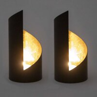 Soma Kerzenhalter 32-teilig Set 2 x 16 VE Teelichthalter Kevin zylindrisch schwarz matt innen vergoldet