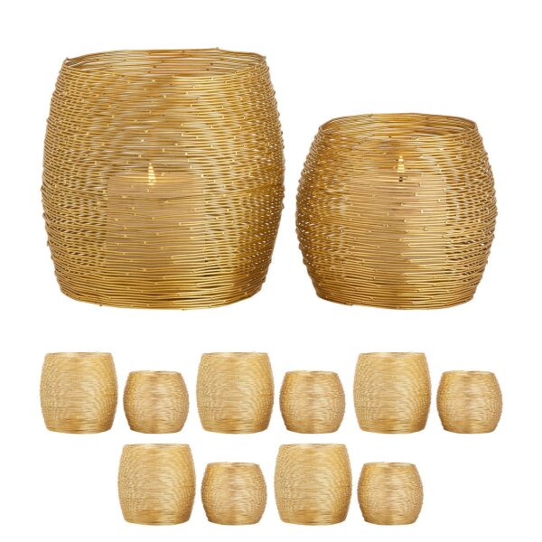 Soma Teelichthalter 12-teilig Set 2 x 6 VE Windlichter Kerzenständer Paris gold o. silber Kerzenhalter gold