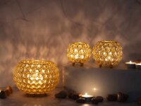 Soma Kerzenhalter 24-teilig Set 3 x 8 VE Teelichthalter Crystal Kerzenständer gold o. silber Vintage Kris gold
