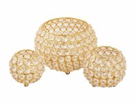 Soma Kerzenhalter 24-teilig Set 3 x 8 VE Teelichthalter Crystal Kerzenständer gold o. silber Vintage Kris gold