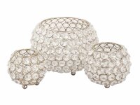 Soma Kerzenhalter 24-teilig Set 3 x 8 VE Teelichthalter Crystal Kerzenständer gold o. silber Vintage Kris silber