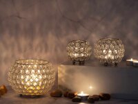 Soma Kerzenhalter 24-teilig Set 3 x 8 VE Teelichthalter Crystal Kerzenständer gold o. silber Vintage Kris silber