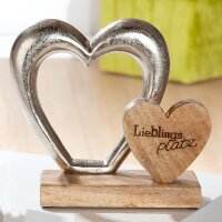 Gilde Alu Herz auf Base VE 2 so (BxHxL) 21 cm x 20 cm x 7,5 cm Mangoholz, silberfarben Sie kaufen hier immer ein Set von 2 gleichen Artikeln.