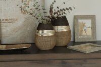Gilde Keramik flache Vase "Bradora" VE 2 (BxHxL) 20,5 cm x 25,5 cm x 10 cm braun, champagner, beige Sie kaufen hier immer ein Set von 2 gleichen Artikeln.