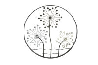 Gilde Metall Wandrelief "Pusteblumen" VE 2 (BxHxL)  cm x  cm x 4 cm rund, 3Blumen,in braun/ silber/ champagner Sie kaufen hier immer ein Set von 2 gleichen Artikeln.