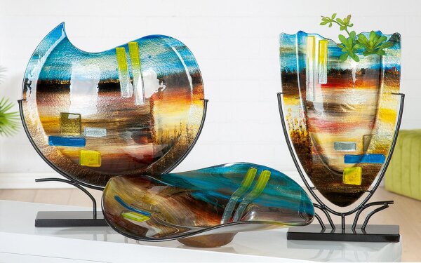 Gilde Glasart Sortiment "Campo" Serie 5 Stück  gelb/ grün/ blau/ schwarz