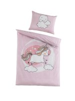 Optidream Renforcé Bettwäsche 100 x 135 cm Bettbezug 100 cm x 135 cm  Kopfkissenbezug 40 x 60 cm Pummel Einhorn rosa