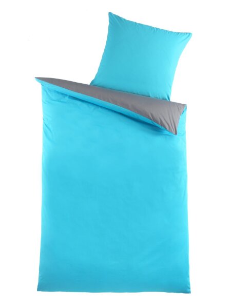 Optidream Renforcé Bettwäsche 135 x 200 cm Bettbezug Kopfkissenbezug 80 x 80 cm Stahlgrau blau