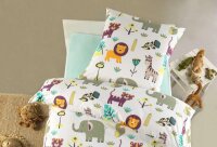 Optidream Microfaser Bettwäsche 135 x 200 cm Bettbezug Kopfkissenbezug 80 x 80 cm Kinder Safari