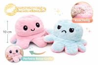 Oktopus Reversible Rainbow Kuscheltier Wende Pl&uuml;schtier Octopus gro&szlig; 20 cm doppelseitiger Flip Spielzeug Geschenkidee Die Farben sind unsortiert und Nicht w&auml;hlbar