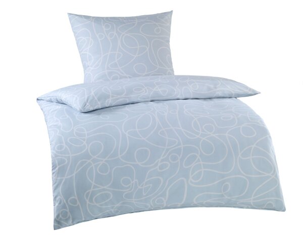 Optidream Mikrofaser Bettwäsche 135 x 200 cm Bettbezug Kopfkissenbezug 80 x 80 cm Eike bleu weiss