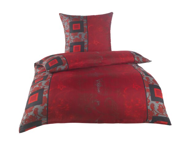 Optidream Mikrofaser Bettwäsche 135 x 200 cm Bettbezug Kopfkissenbezug 80 x 80 cm Ruby rot schwarz