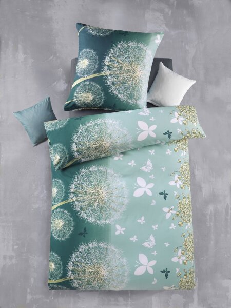 Optidream Mikrofaser Bettwäsche 135 x 200 cm Bettbezug Kopfkissenbezug 80 x 80 cm Dandelion petrol türkis