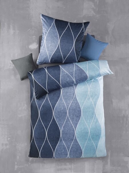 Optidream Mikrofaser Bettwäsche 135 x 200 cm Bettbezug Kopfkissenbezug 80 x 80 cm Alec-Blau Blau