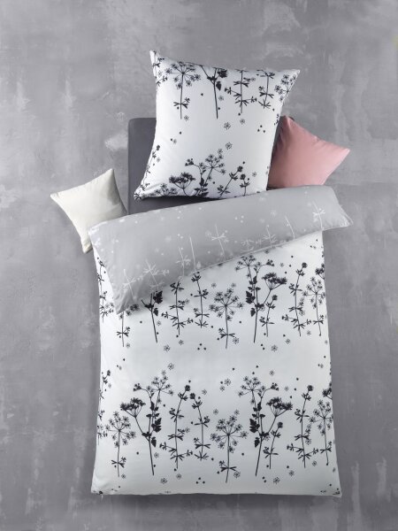 Optidream Mikrofaser Bettwäsche 135 x 200 cm Bettbezug Kopfkissenbezug 80 x 80 cm Herbes-Wende weiss schwarz