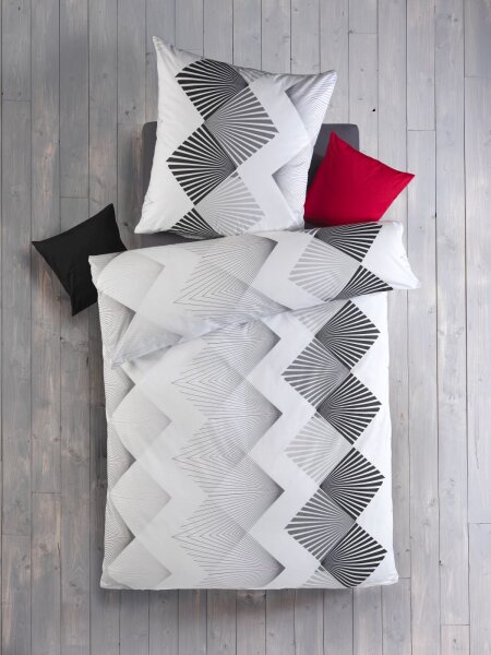Optidream Renforcé Bettwäsche 135 x 200 cm Bettbezug Kopfkissenbezug 80 x 80 cm Odin weiss / schwarz