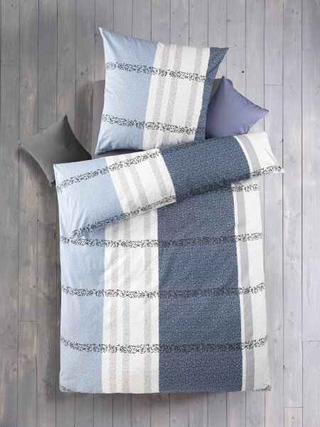 Optidream Renforcé Bettwäsche 135 x 200 cm Bettbezug Kopfkissenbezug 80 x 80 cm Blar hellblau / blau
