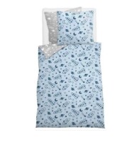 Soma Biber Bettwäsche-Set 2 teilig Bettbezug 2tlg 135x200cm Kopfkissenbezug 80x80cm Universum Weltall Rakete Planeten blau
