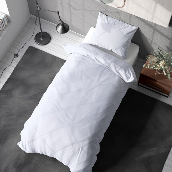 Soma Mikrofaser Bettwäsche 135 x 200 cm Bettbezug 135 cm x 200 cm  Kopfkissenbezug 80 x 80 cm uni weiß
