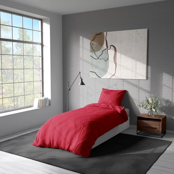 Soma Renforcé Bettwäsche 135 x 200 cm Bettbezug 135 cm x 200 cm  Kopfkissenbezug 80 x 80 cm uni rot