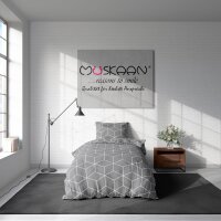 Soma Renforcé Bettwäsche 135 x 200 cm Bettbezug Kopfkissenbezug 80 x 80 cm Cube grau
