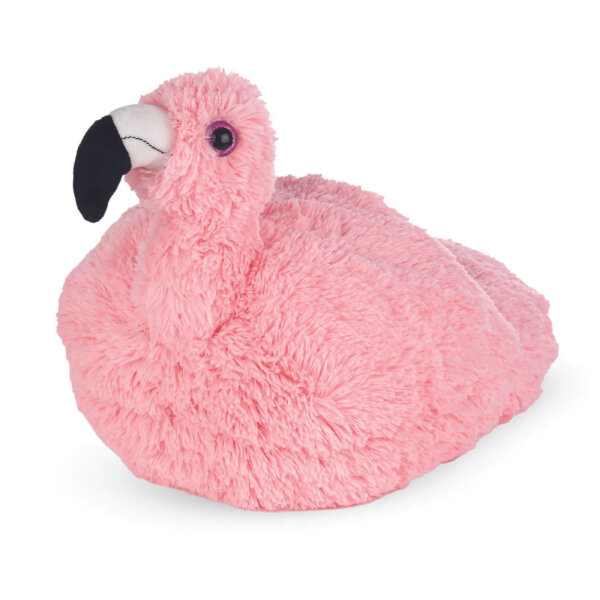 Fußwärmer Kuschelwarmies Kuschelfreunde Wärmekissen Stofftier Kuscheltier Hausschuhe (Flamingo, Fußwärmer 35 cm x 26 cm)