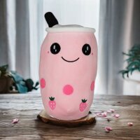 Bubble Tea Plüschtier Boba Kuscheltier Plüschpuppen Weiche XXL 30 cm  Kuscheltier Tee Weiche Puppe Teetasse Kissen Kinderspielzeug Rosa Erbeere