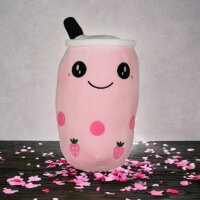 Bubble Tea Plüschtier Boba Kuscheltier Plüschpuppen Weiche XXL 30 cm  Kuscheltier Tee Weiche Puppe Teetasse Kissen Kinderspielzeug Rosa Erbeere