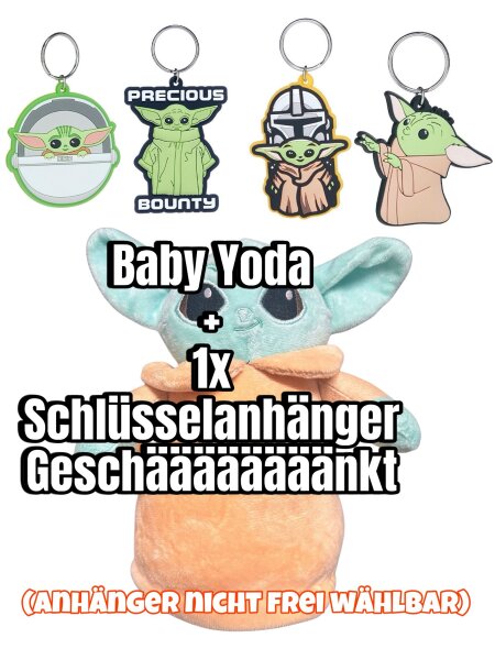 Kuscheltier Plüschtier 23 cm für babyyodafigur plüsch XXL braun grün babyyodafigur für Mädchen, Jungen & Babys – Flauschiges Stofftier zum Spielen, Sammeln & Kuscheln