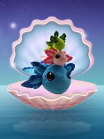 Axolotl Echse Molch Kuscheltier Figur Plüsch Tintenfisch Spiel Puppe XL 32 cm Plüschtier Püsch Wassertier blau